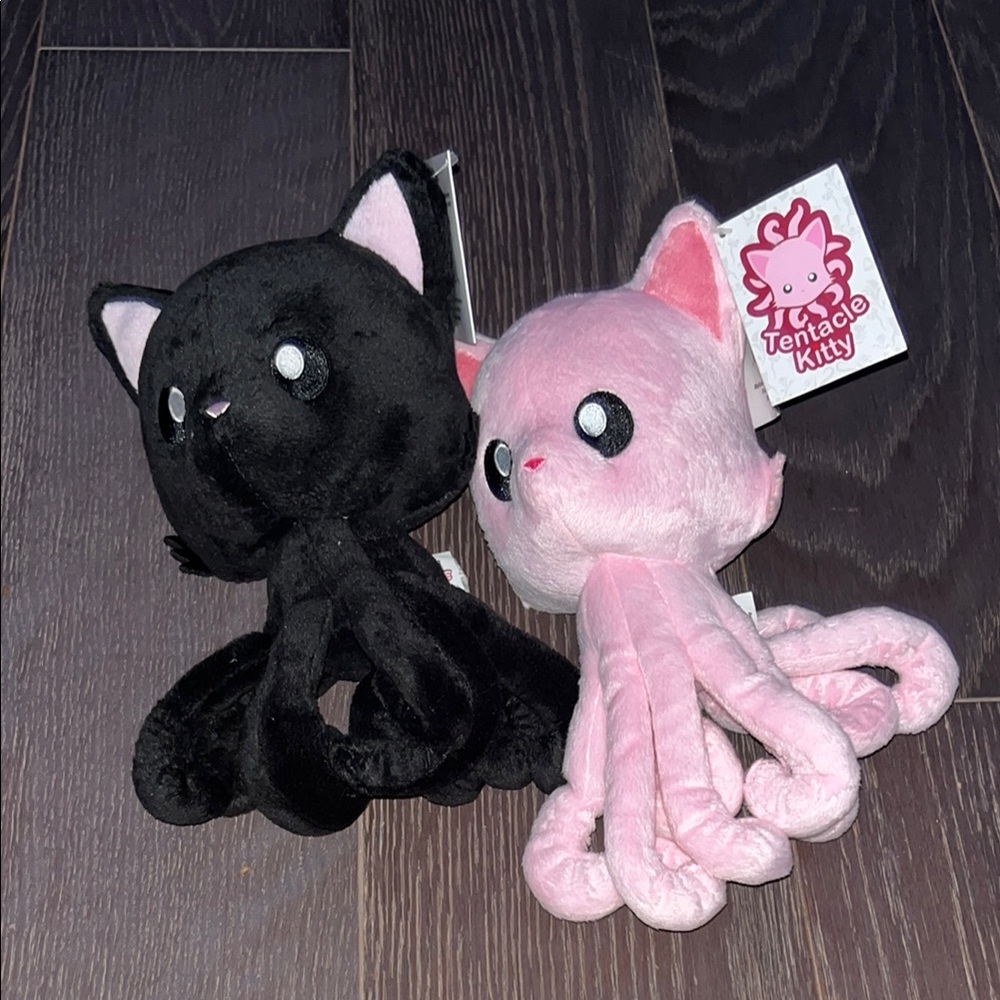 Black and Pink Cat Plush Toy